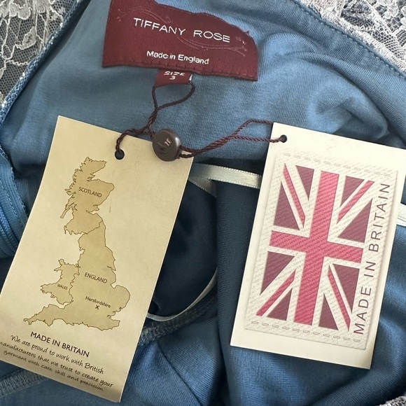 Tiffany Rose Maternity Gia Lace One Shoulder Maxi Gown Blue NWT includes sash! - Picture 7 of 10